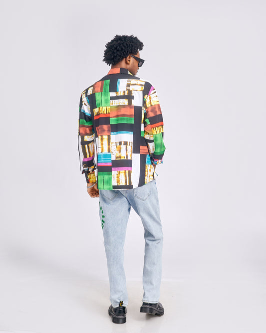 Lightweight Green Long Sleeve Shirt & Vintage Faded Denim