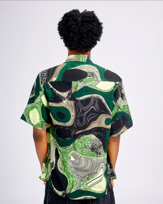 Deep Green Top & Relaxed Baggy Denim Shorts