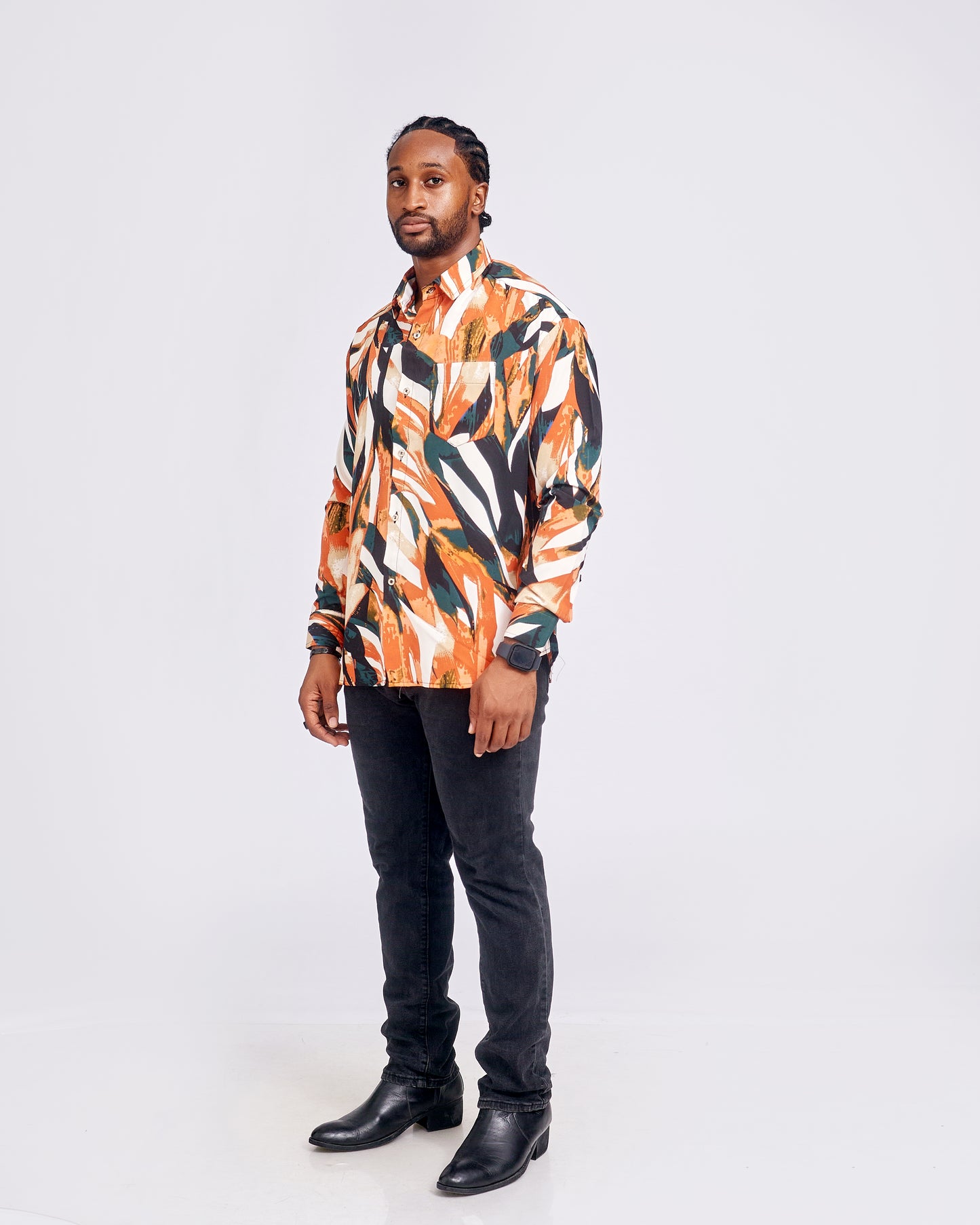 Brown Long Sleeve & Classic Straight Jeans