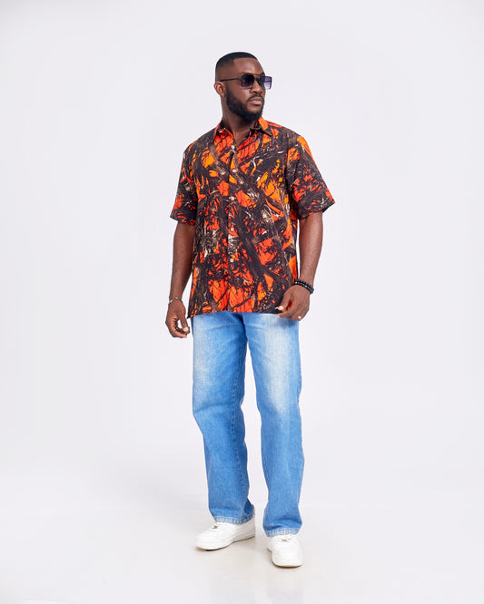 Multi-Color Summer Shirt & Light Blue/White Long Jeans